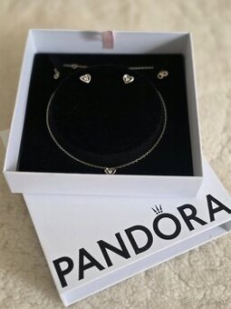 Pandora set náhrdelník s náušnicami srdce
