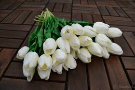 Umelé tulipány biele 40 cm ako živé - 1