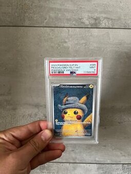 Pikachu pokemon van gogh grey felt hat psa 9 graded