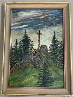 Obraz kríž v horách - oltár