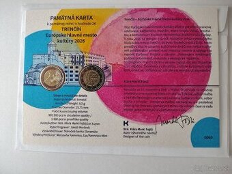 Pamätná list k 2 euro mesto kultúry Trenčín