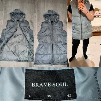 brave soul siva damska zimna predlzena teplucka vesta - 1
