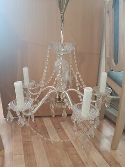 Luster - krištáľový starožitný päťramenny
