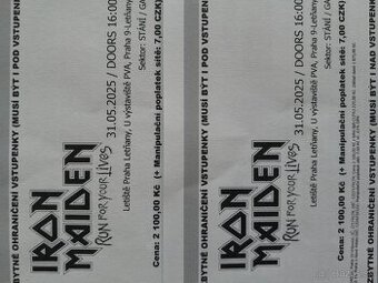 Vstupenky na koncert Iron Maiden
