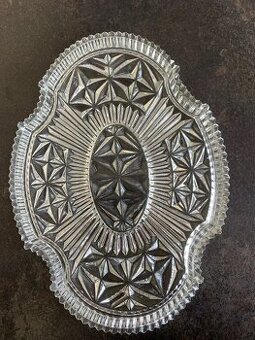 Czechoslovakia - Starožitná sklenená servírovacia tácka