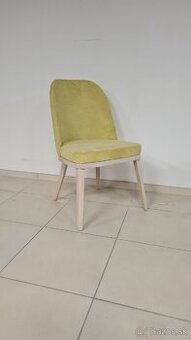 Stolička, žltý poťah, bielene drevo