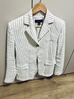 Aligne biele dámske sako s prúžkami 34 ľan+viskóza