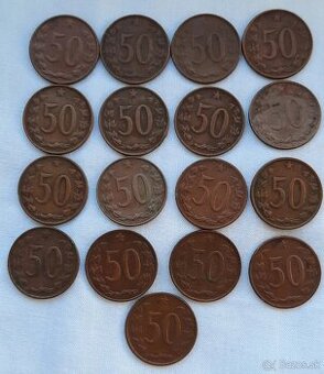 50 halierov mix ročníky 17ks