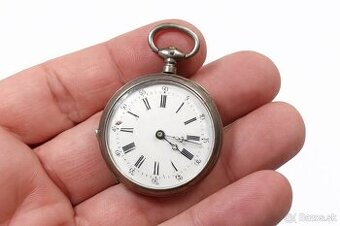 Starožitné pánské kapesní stříbrné hodinky 1885