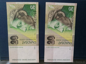 Predám bankovky Slovenské 20korún slovenských cena 6 eura ku