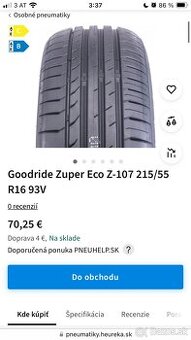 letne pneu goodride R16 215 55