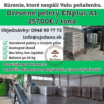 Pelety smrek ENplus A1 6mm s dovozom na adresu