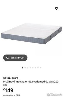 Matrace 1ks 140x200 a 1ks 160x200 - pouzivane 1rok