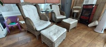 Sedenie - 2 x kreslo + 2x taburetka + 4x podsedák