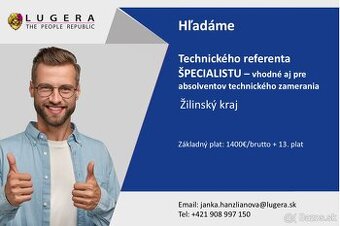 Technický referent – ŠPECIALISTA – vhodné aj pre absolventov