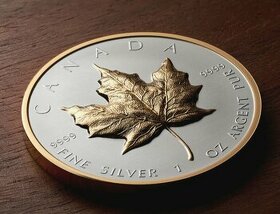 investičné strieborne mince - Maple leaf Ultra high relief - 1