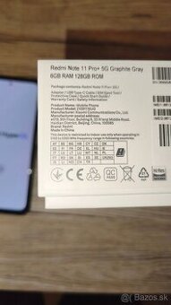 Predam zachovaly Xiaomi Redmi Note 11 Pro+ 5G 128 GB sivý