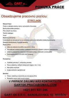 Strojník v spoločnosti GART sk