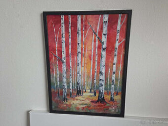 Akryl na akvarelovom papieri, ramik 30x40cm, motív : Brezy