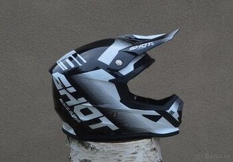 Prilba helma čierna biela mx shot