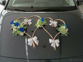 Modrá výzdoba na svadobné auto - 1