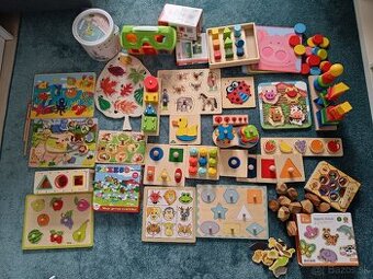 Montessori drevené edukačné hračky - cely set ci po kusoch