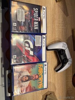 Playstation 5+1x ovládač+3x hra