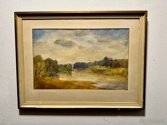 Martin Tvrdoň – Dunajská krajina, 1976 | originálny akvarel