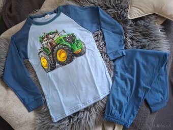 Nenosené bavlnené pyžamo s traktorom John Deere