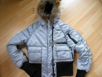 Čierno biela zimná bunda + darček