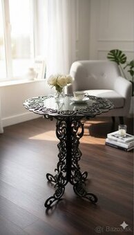 Luxusný kovový stolík „Rose“ – Masívna oceľ