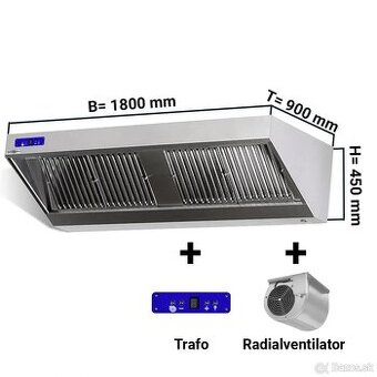 digestor s motorom , regulátorom, osvetlením – 1800×900 mm