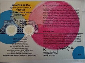Pamätná list k 2 euro mesto kultúry Trenčín
