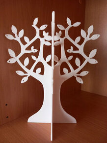 Plastový biely stojan na šperky - stromček 24x20 cm
