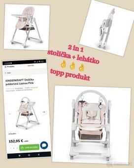 Jedálenská stolička 2 in 1 stolička + lehátko + originál kra