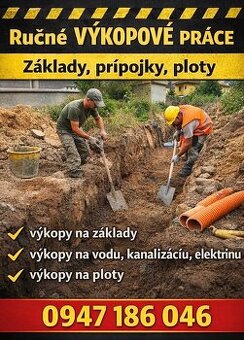 Ručné výkopové práce – základy, prípojky, ploty