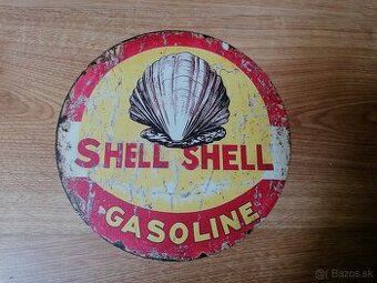 Plechová guľatá tabuľa Shell Shell gasoline