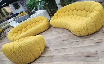 Dizajnova zlta sedacia suprava 3+2+1