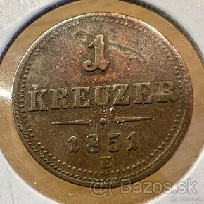 Predám 1 Kreuzer 1851 E