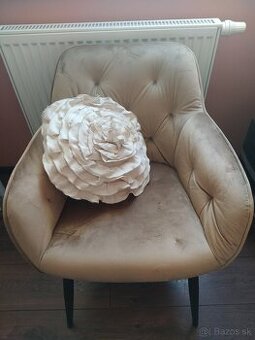 Dizajnové kreslo, svetlohnedá látka (iba osobný odber)