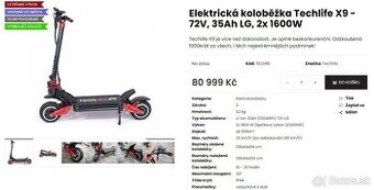 F1 v kolobezkach: Zero 11x / Techlife x9 72v 95 km/h 32ah -
