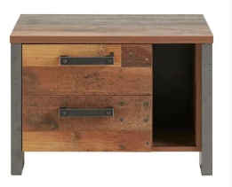 Nočný stolík - staré drevo/sivá - industriálny štýl