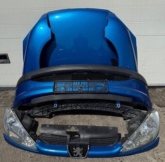 Peugeot 206, kompletný predok, kapota, nárazník, svetla