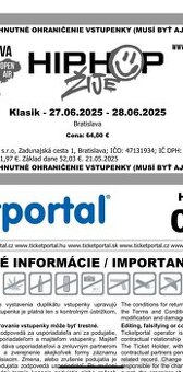 1x vstupenka HHŽ 2025 Bratislava - Hiphop žije