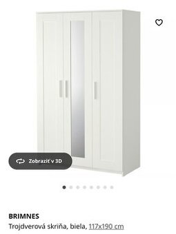 Úplne nová biela trojdverová skriňa