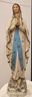 Panna Mária Lurdská, socha Madony 100 rokov 67 cm sádra