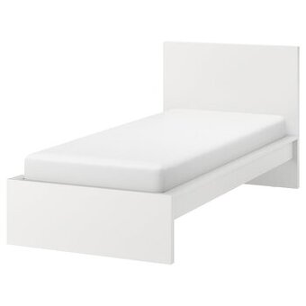 Postel MALM Ikea,farba biela/Leirsund, 90x200 cm - 1