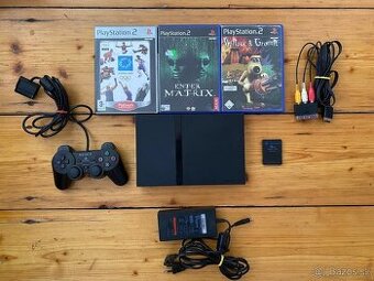 Herná konzola - PlayStation 2 PS2 3x hra ovladač 77004