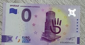 0 eur bankovka Národnej banky Slovenska - 5 peňazí.
