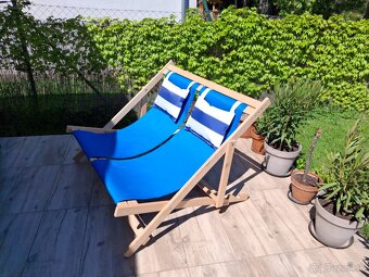 Skladacie zahradne dvojlezadlo textil, drevo